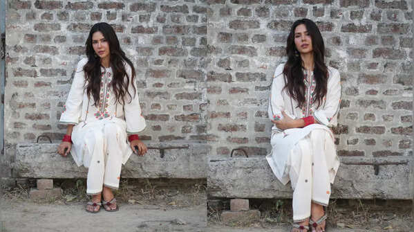 Sonam Bajwa in a sophisticated white salwar suit