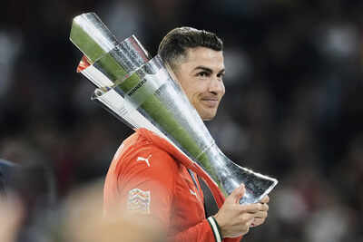 Cristiano Ronaldo celebrates a goal for Portugal