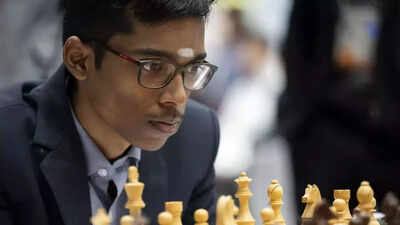 Praggnanandhaa celebrates his victory, becoming India's top-ranked chess player.