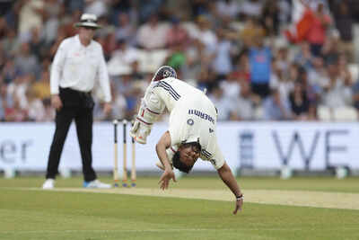 Rishabh Pant celebrates century with risky somersault.