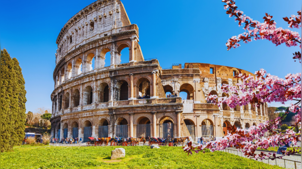 The ancient Colosseum in Rome, Italy