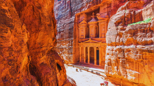 Dramatic sandstone cliffs of Petra, Jordan