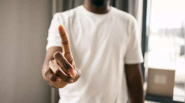 Close-up of a person confidently saying 'no'