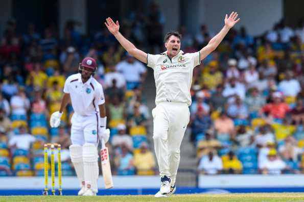 Chase was given out LBW against Cummins, but West Indies believed the spike on UltraEdge was owing to an inside edge